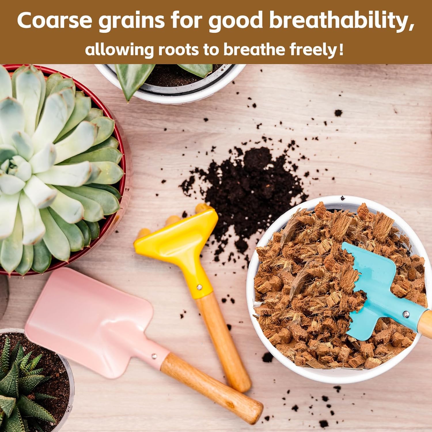 Riare 10LBS Coco Chips Substrate for Plants- 100% Organic Coconut Husk Chips with Low EC and pH Balanced, High Expansion Coconut Substrate Coco Husk Mulch for Garden Flowers, Herbs, Planting