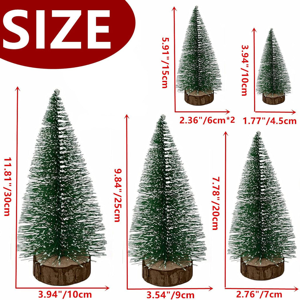 Small Christmas Trees, 6pcs Mini Christmas Tree, Artificial Bottle Brush Christmas Trees, Mini Pine Tree Tabletop Decor with Wooden Bases for Home Table Xmas Decorations