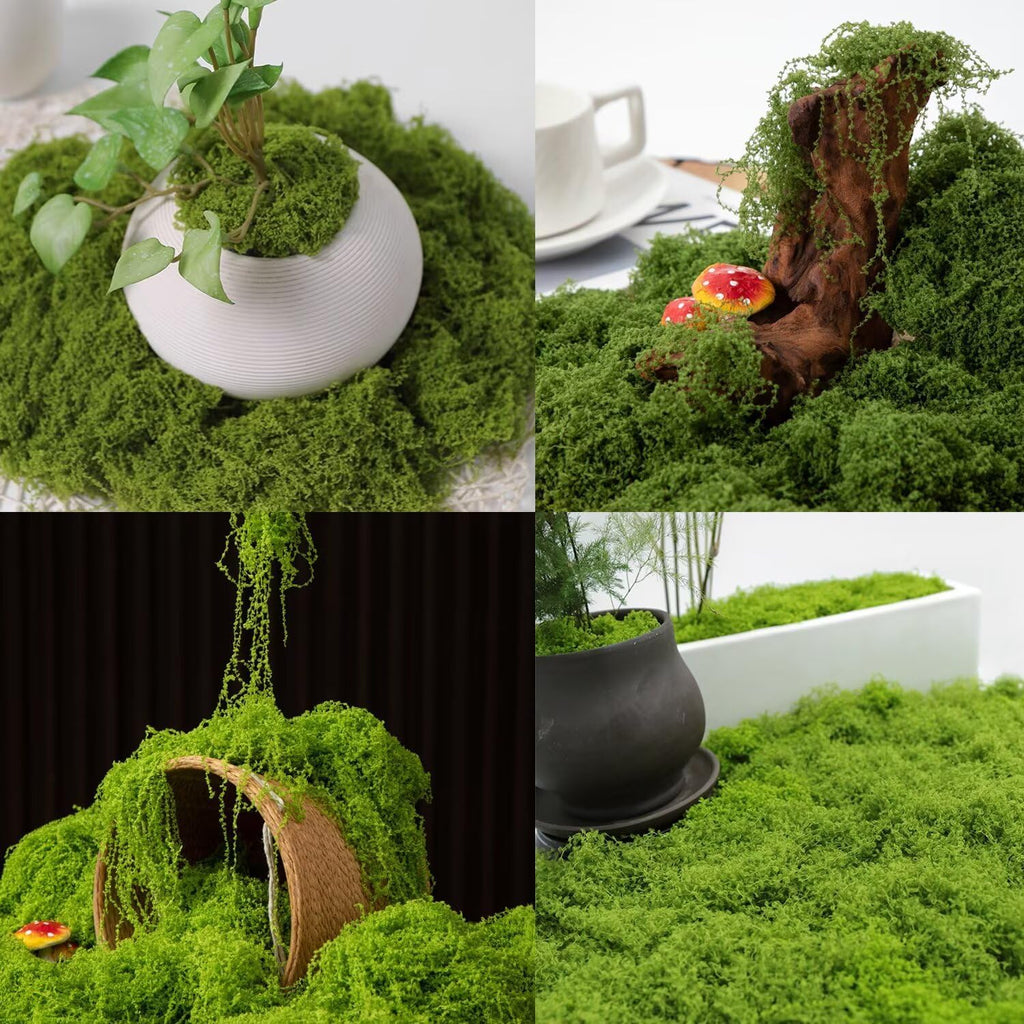 KEYUSHOP Fake Green Moss for Potted Plants 5.3 OZ Preserved Reindeer Moss Craft Decorative Artificial Moss for DIY Decorative Moss Table Centerpieces Decor Wall Art