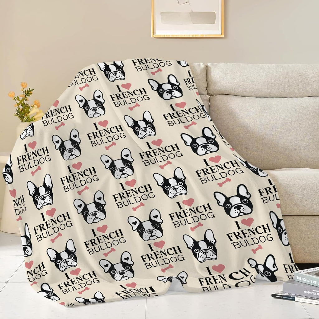 Boston Terrier Throw Blanket French Bulldog Frenchie Puppy Stuff Gifts for Dog Lover Kids Girls Boys Adults Women Men Soft Cozy Warm Plush Fluffy Fuzzy Fleece Blanket Decor 50''X60''