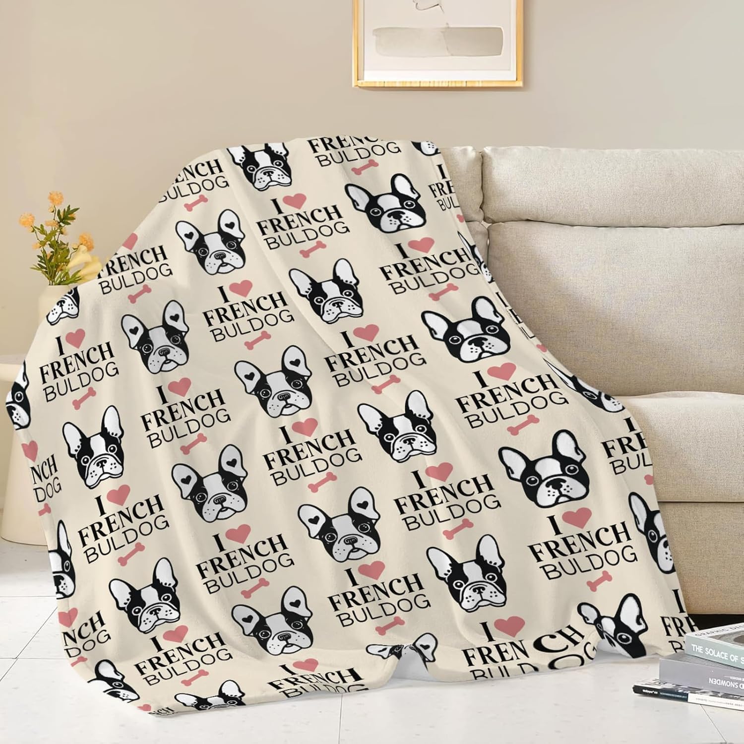 Boston Terrier Throw Blanket French Bulldog Frenchie Puppy Stuff Gifts for Dog Lover Kids Girls Boys Adults Women Men Soft Cozy Warm Plush Fluffy Fuzzy Fleece Blanket Decor 50''X60''