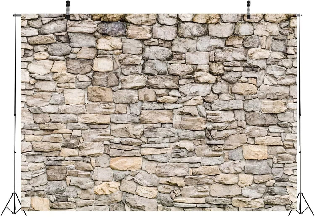 BELECO 5x3ft Fabric Grey Brick Stone Wall Photography Backdrop Rock Stones Video Conference Background Backdrop Birthday Party Decor Banner Portrait Photoshoot Home Decor Studio Photo Props Wallpaper