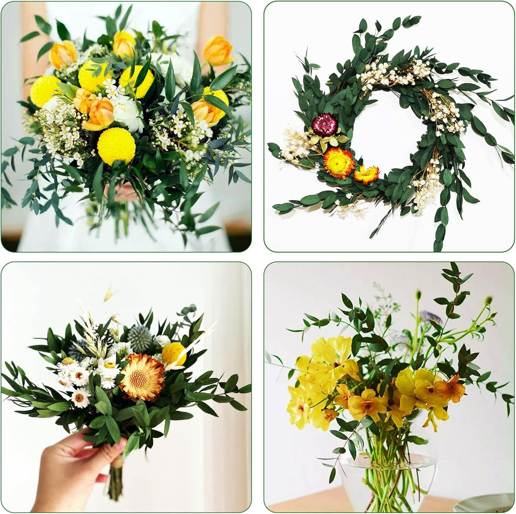 20+ Small Branches Dried Eucalyptus Preserved Greenery Stems, 7-14 Pcs 17'' 4oz Natural Real Eucalyptus Bundles for Shower, Green Leaves Plant for Arrangement, Wedding, Home, Office Decor