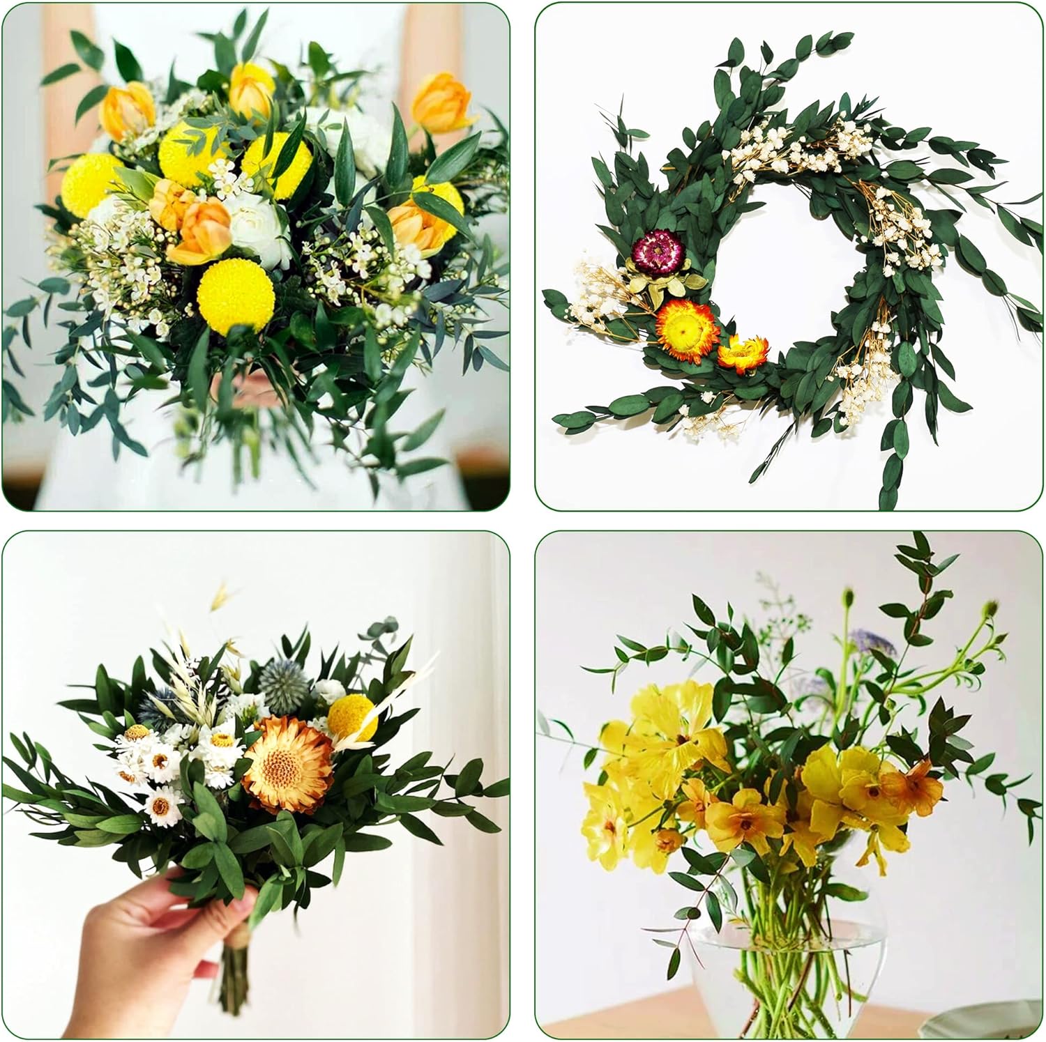 20+ Small Branches Dried Eucalyptus Preserved Greenery Stems, 7-14 Pcs 17'' 4oz Natural Real Eucalyptus Bundles for Shower, Green Leaves Plant for Arrangement, Wedding, Home, Office Decor