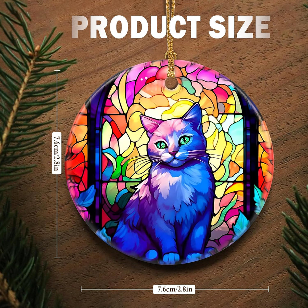 Touber Cat Ornament, Christmas Decoration, Holiday Present Idea, Heirloom Keepsake, Round Ceramic, Bauble Present, Cat