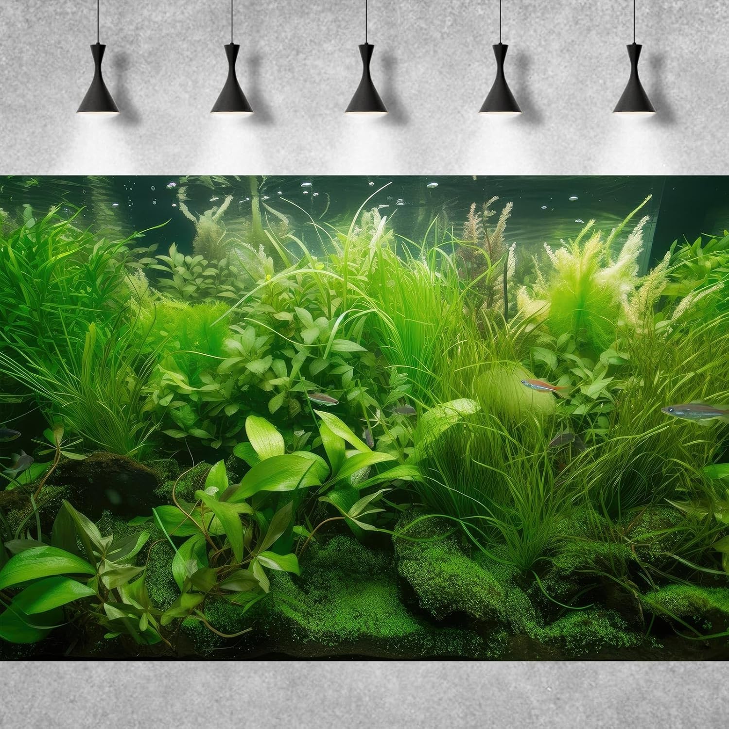 Underwater Aquarium Background Diverse Collection of Aquatic Plants Fish Tank Background Lush Green Seagrass Aquarium Terrarium Background Jungle Style Reptile Habitat Background Vinyl 24x16in