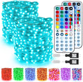 BrizLabs Fairy String Lights - 2 Pack 66ft 200 LED Color Changing Christmas Fairy Lights with Remote, Plug-in RGB Christmas Twinkle Light Rainbow Firefly Starry Light for Xmas Tree Halloween Bedroom