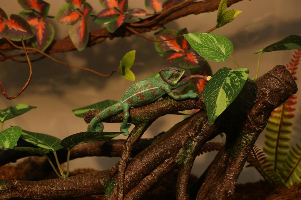 AQUA KT Reptile Climbing Branch Tree Trunk with Leaves for Lizard Bearded Dragon Snake Gecko Leopard Chameleon Frog Climbing Rainforest Terrarium Habitat Decoration