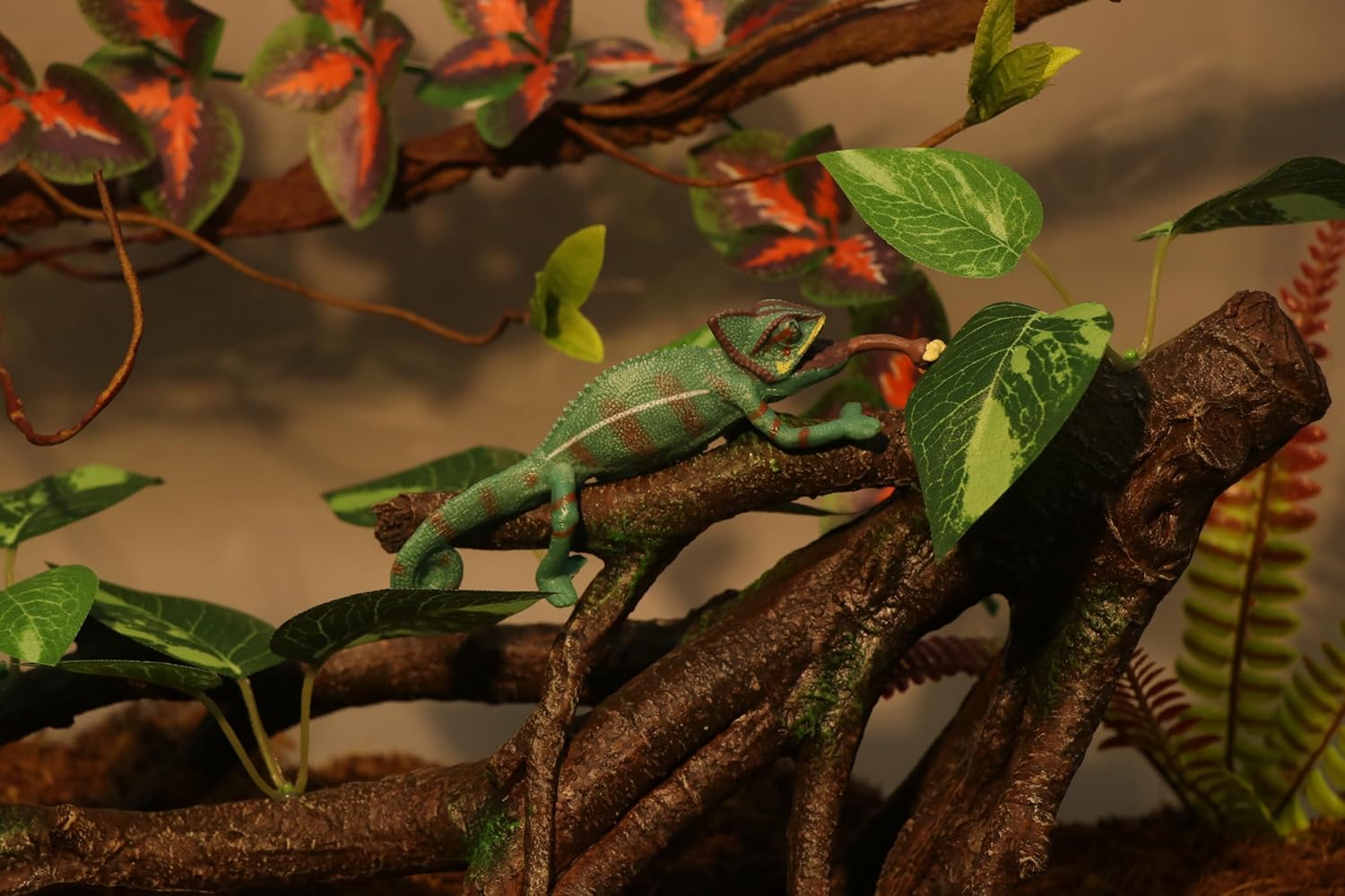 AQUA KT Reptile Climbing Branch Tree Trunk with Leaves for Lizard Bearded Dragon Snake Gecko Leopard Chameleon Frog Climbing Rainforest Terrarium Habitat Decoration