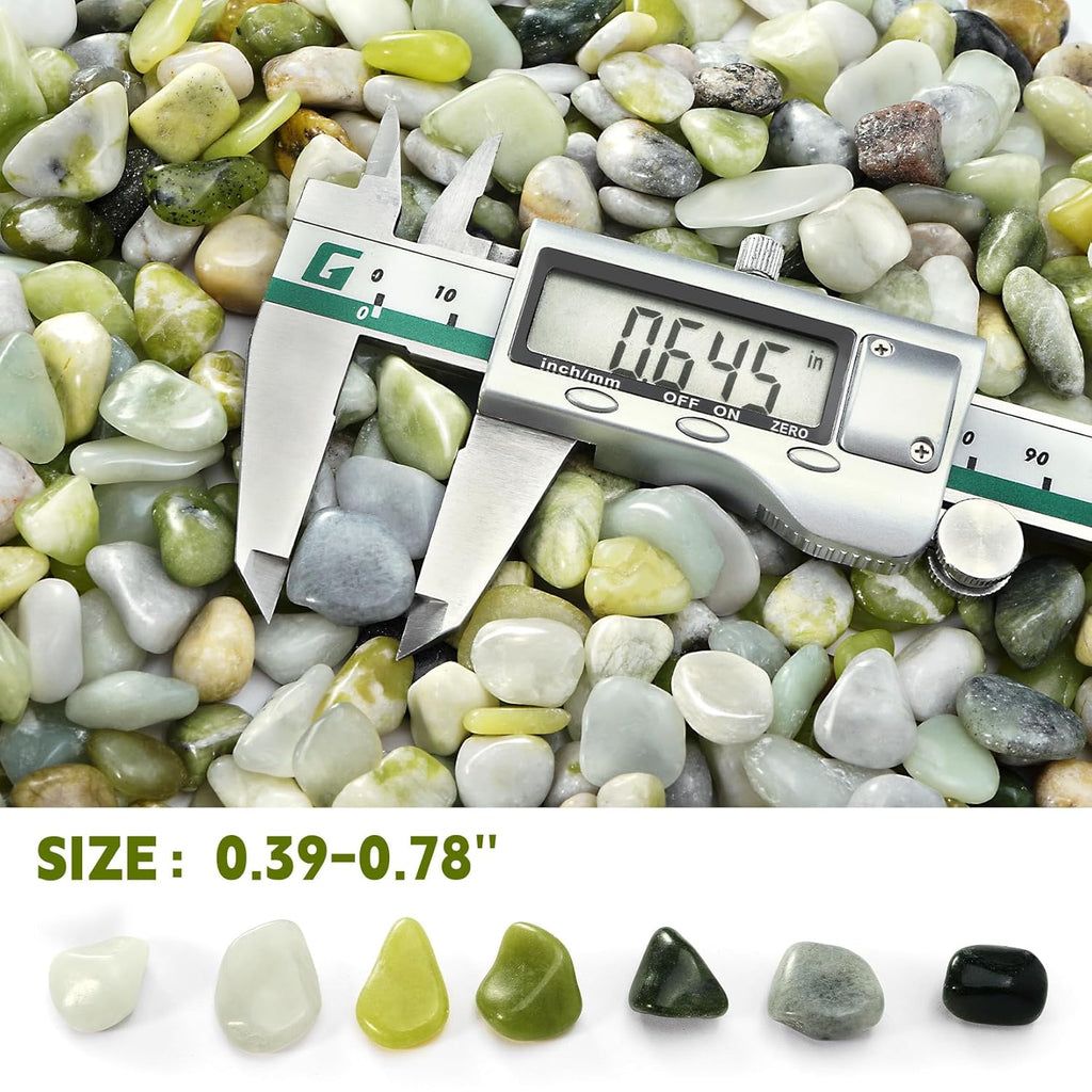 2.2 lb Jade Pebbles for Indoor Plants, 1/2 Inch Polished Decorative Pebbles for Vase, Bamboo, Succulent, Garden Landscape Decoration River Stone
