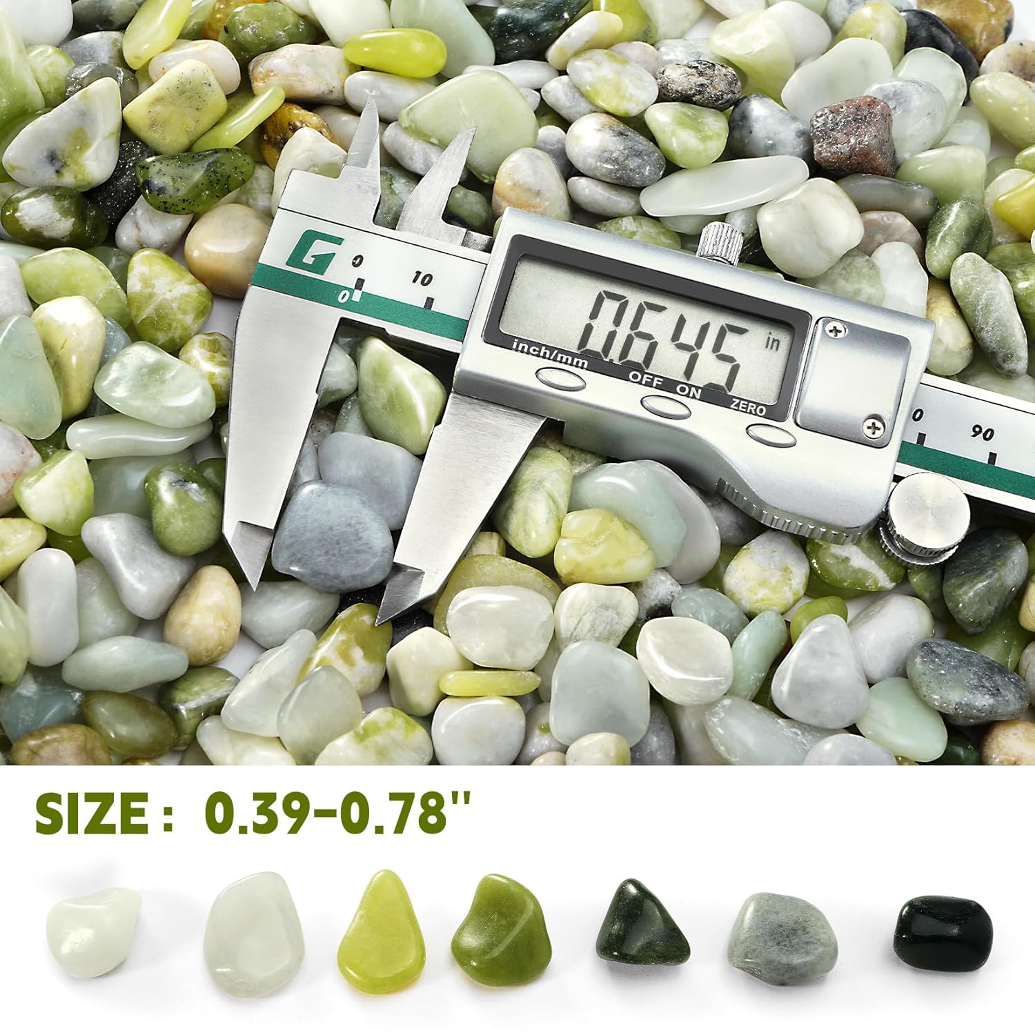 2.2 lb Jade Pebbles for Indoor Plants, 1/2 Inch Polished Decorative Pebbles for Vase, Bamboo, Succulent, Garden Landscape Decoration River Stone