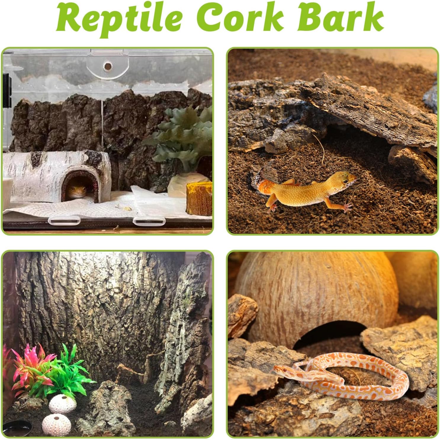 Reptile Cork Bark Bulk 1.5 Lb Cork Wood for Terrarium, Natural Flat Cork Bedding Terrarium Substrate for Bearded Dragon Snake Spiders Hermit Crabs Geckos Tortoise