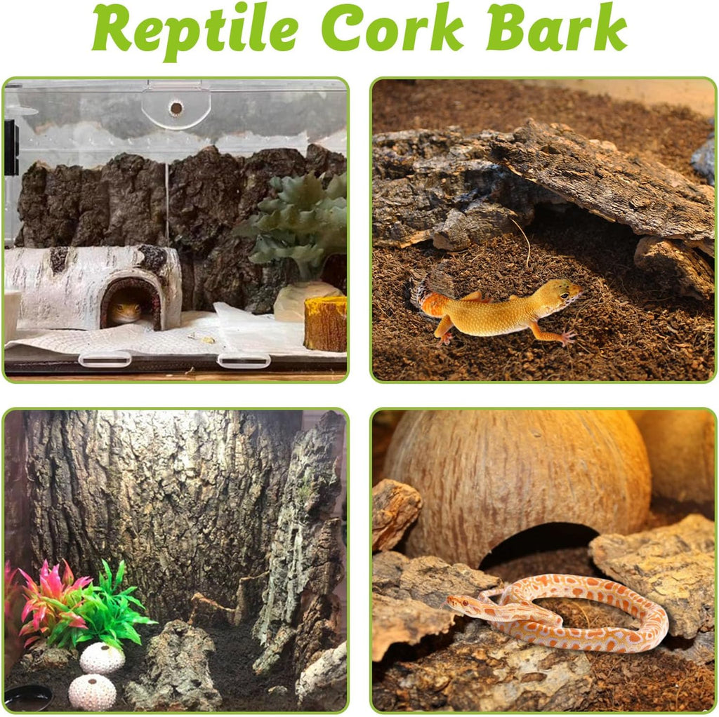 Reptile Cork Bark 1Lb Flat Cork Wood for Terrarium Small Tree Bark Pieces 3.9-5.9in Natural Bulk Cork Bedding Tank Substrate for Bearded Dragon Snake Spiders Geckos Tortoise Hermit Crabs