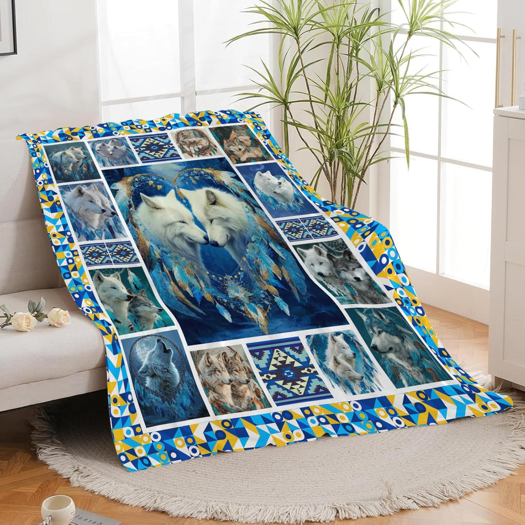 Wolf Throw Blanket Wolf Stuff Gifts for Kids Girls Boys Adults Women Men Soft Cozy Warm Plush Fluffy Fuzzy Fleece Blanket Decor 40''X50''
