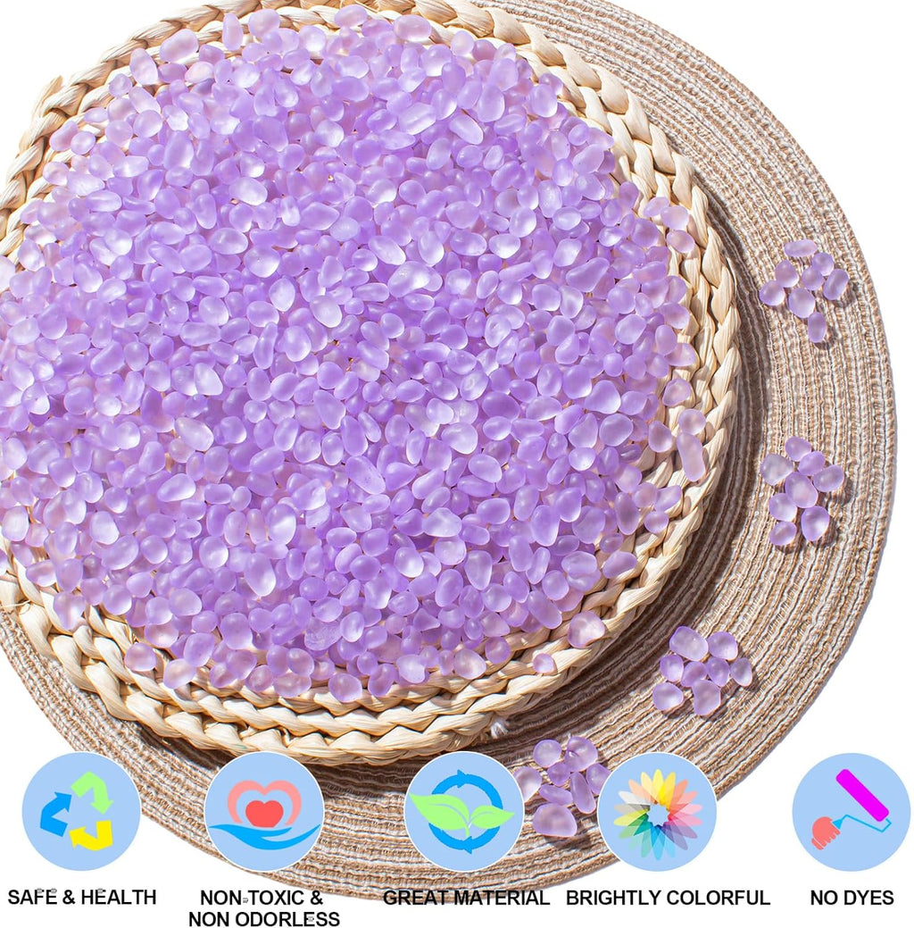 Keedolla Lavender Aquarium Rocks Betta Fish Tank Gravel 14oz Frosted Sea Glass Marbles Gemstones for Vase Fillers, DIY Crafts and Home Decor