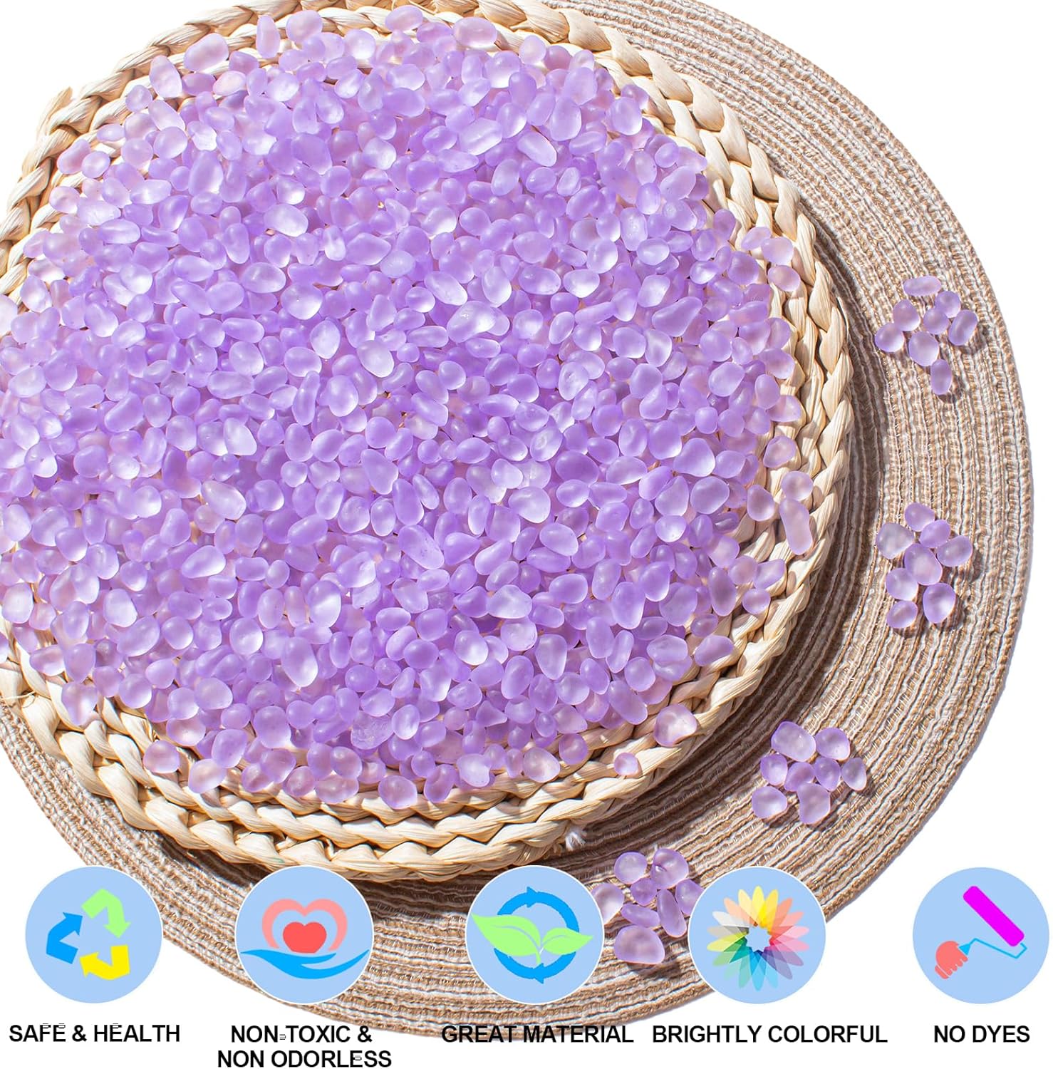 Keedolla Lavender Aquarium Rocks Betta Fish Tank Gravel 14oz Frosted Sea Glass Marbles Gemstones for Vase Fillers, DIY Crafts and Home Decor