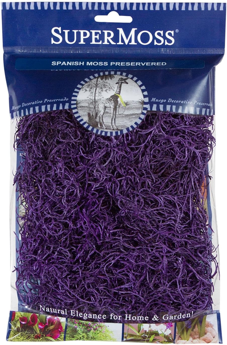 SuperMoss (26954) Preserved Spanish Moss – Decorative Moss for Crafts, Potted Plants, Fairy Gardens, Vase Filler, Floral Arrangements & Indoor/Outdoor Garden Projects, 120 Cu in, Purple