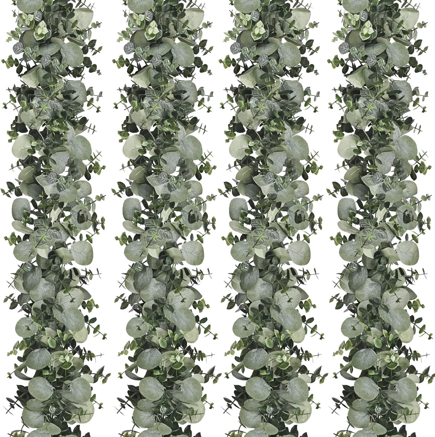 Dolicer 4 Packs 6FT Artificial Eucalyptus Garland, Faux Greenery Garland Hanging Fake Silver Dollar Eucalyptus Leaves Vines for Wedding Backdrop Arch Table Wall Party Home Decor