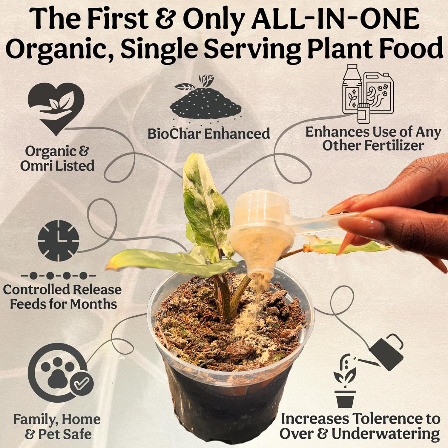 Organic Plant Food, Indoor Plant Food for Houseplants & Aroids, Organic Fertilizer for Flower & Vegetable Gardens, 1lb = 25 Servings, Feeds 50 gal Instantly and Slow Release