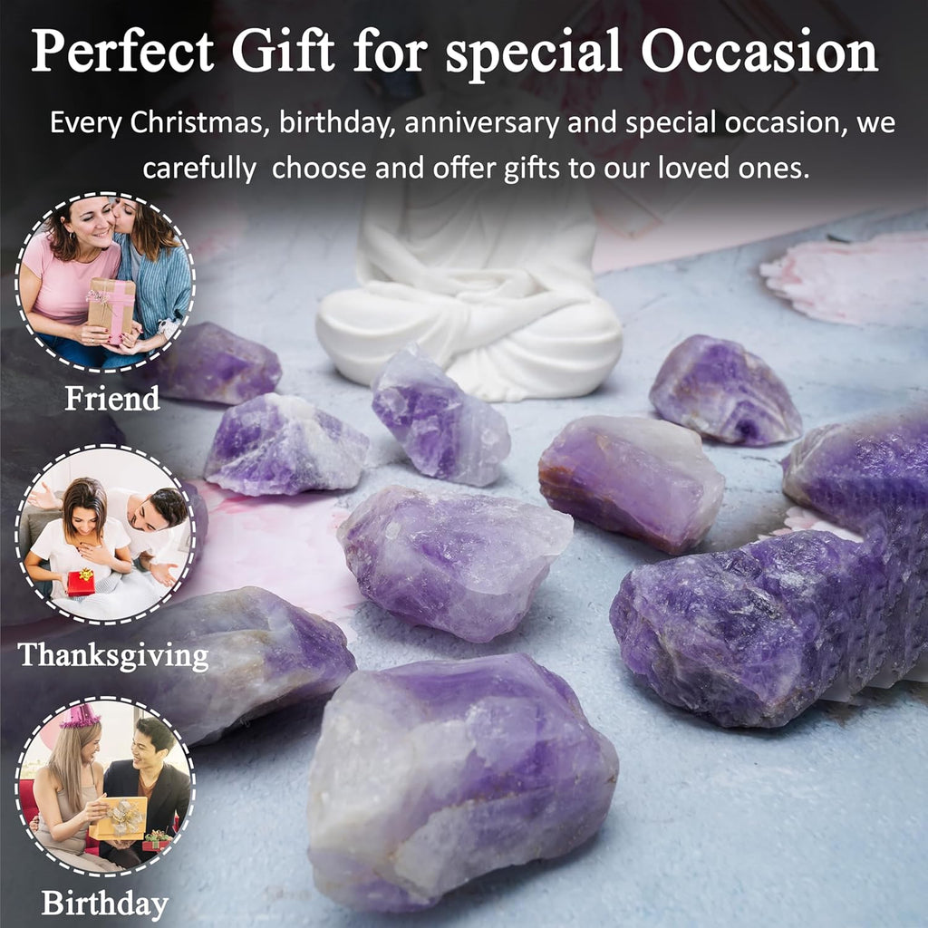 Crocon 1LB Amethyst Rough Bulk Natural Stone Raw stone Tumbling Cabbing Polishing Mining Chakra Balancing Reiki Healing Good Luck Home Office Decor