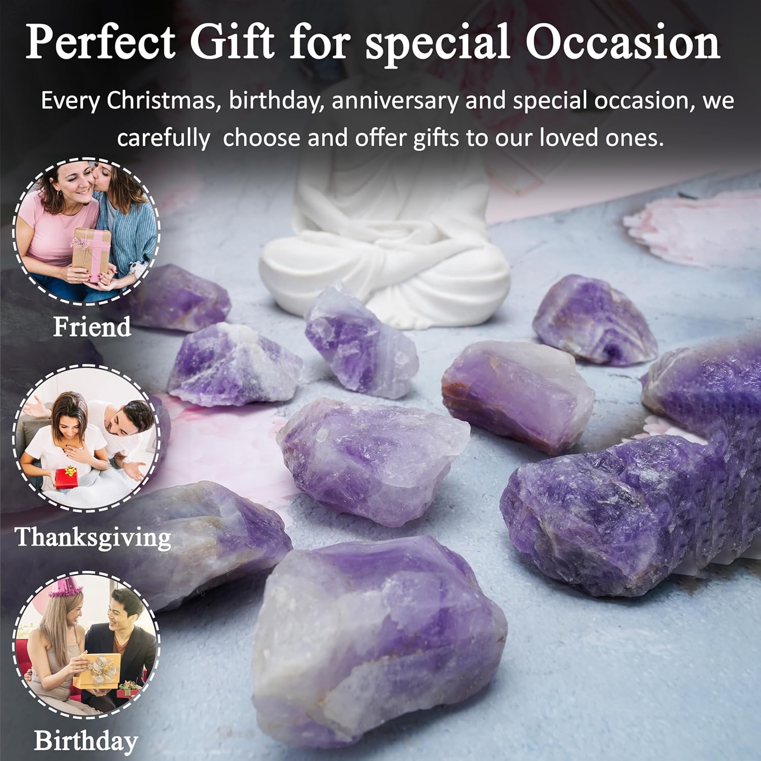 Crocon 1LB Amethyst Rough Bulk Natural Stone Raw stone Tumbling Cabbing Polishing Mining Chakra Balancing Reiki Healing Good Luck Home Office Decor