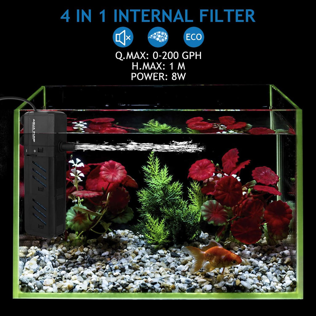Submersible Aquarium Internal Filter 15W, Adjustable Fish Tank Filter with 400 GPH Water Pump for 150-300 Gallon Fish Tank