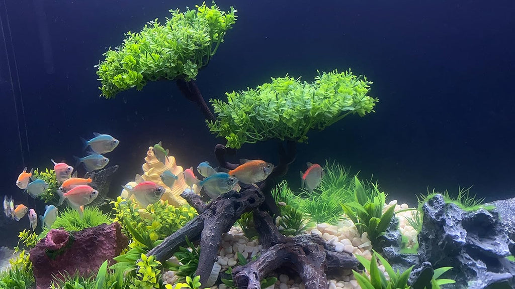 BEGONDIS 25Pcs Artificial Aquarium Tree & Plants Set - Green Fake Aquatic Plants for Aquarium Decorations