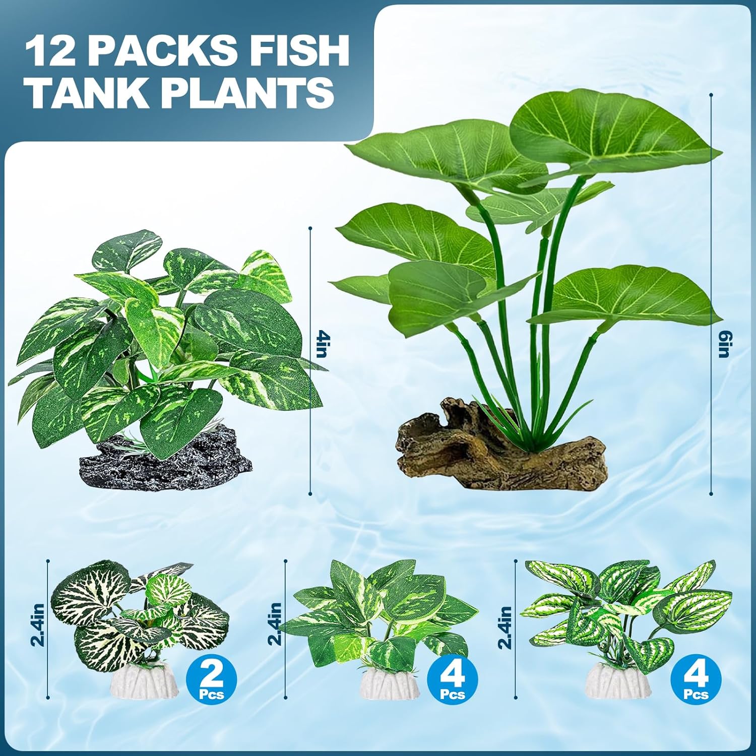 CousDUoBe 12 Pcs Betta Fish Tank Decor，Silk Aquarium Plants Green Fish Tanks Decoration Plants, Aquarium Decorations Green Plants