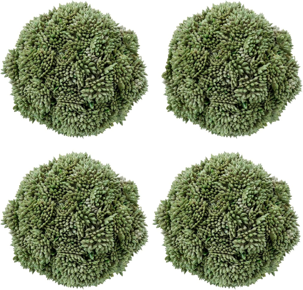 MyGift 3.5 Inch Decorative Boxwood Balls Topiary, Lifelike Artificial Foliage Greenery Faux Bowl Fillers, Set of 4