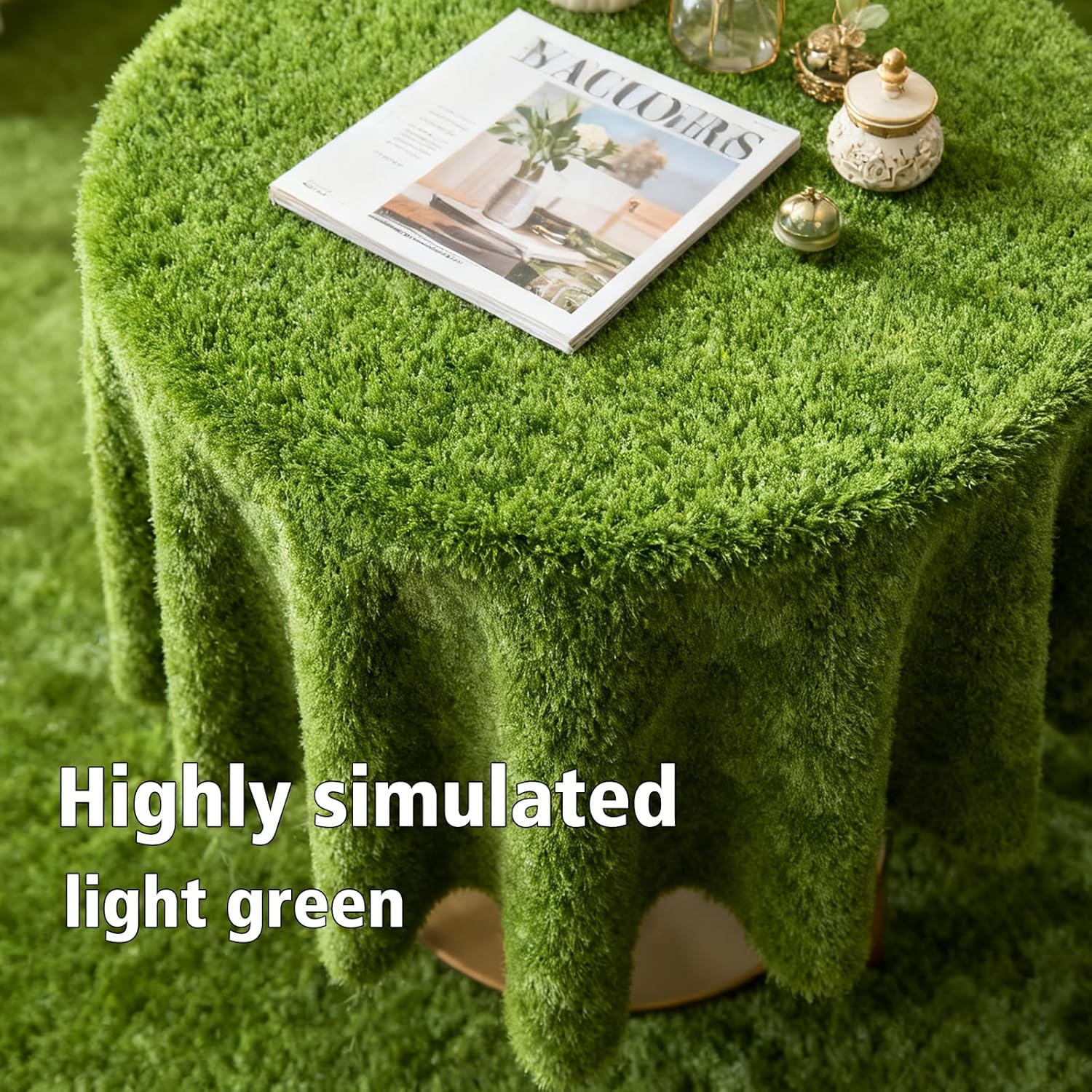 Artificial Grass Mat 4x3.3 Ft - Realistic & Soft Synthetic Turf, Fake Grass Carpet for Indoor Outdoor Use, Backyard, Patio, Balcony Decor (Green) (Grass Green)