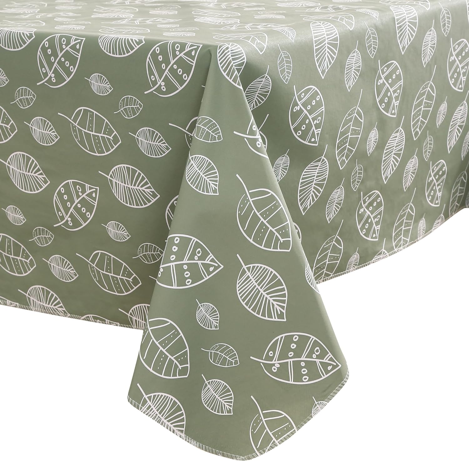 Walrus Heavy Duty Vinyl Tablecloth with Flannel Backing Waterproof Oil-Proof Plastic Table Cloth Stain-Resistant Wipeable Rectangle or Square Table Cover for Indoor and Outdoor (Leaf, 54X54 Inch)