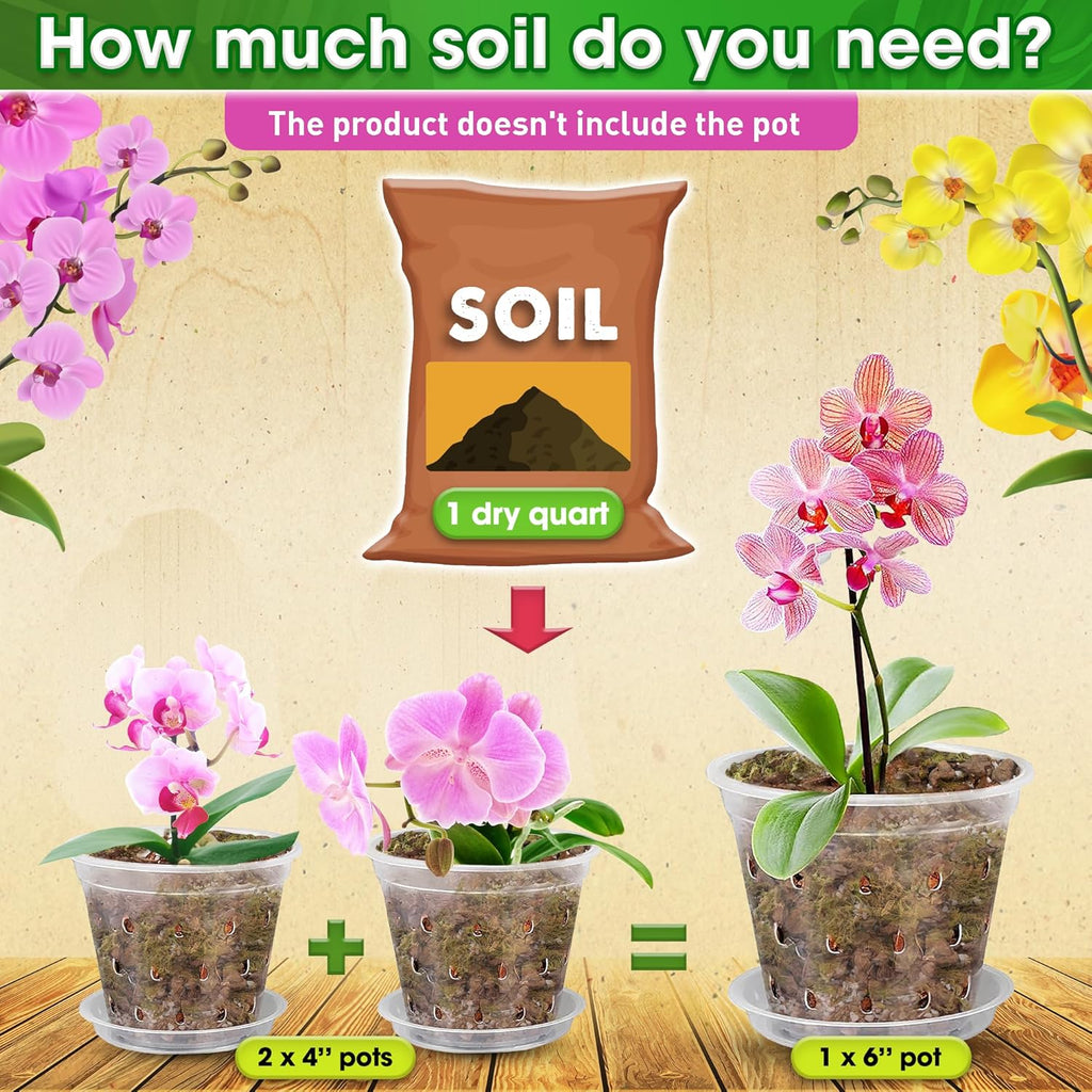 [Upgraded] DUSPRO Orchid Potting Mix for Repotting with Forest Moss, Pine Bark, Perlite & Pumice, Orchid Bark Potting Mix, Orchid Repotting Soil, Drainage Indoor Potting, Orchid Pot Not Included, 10QT