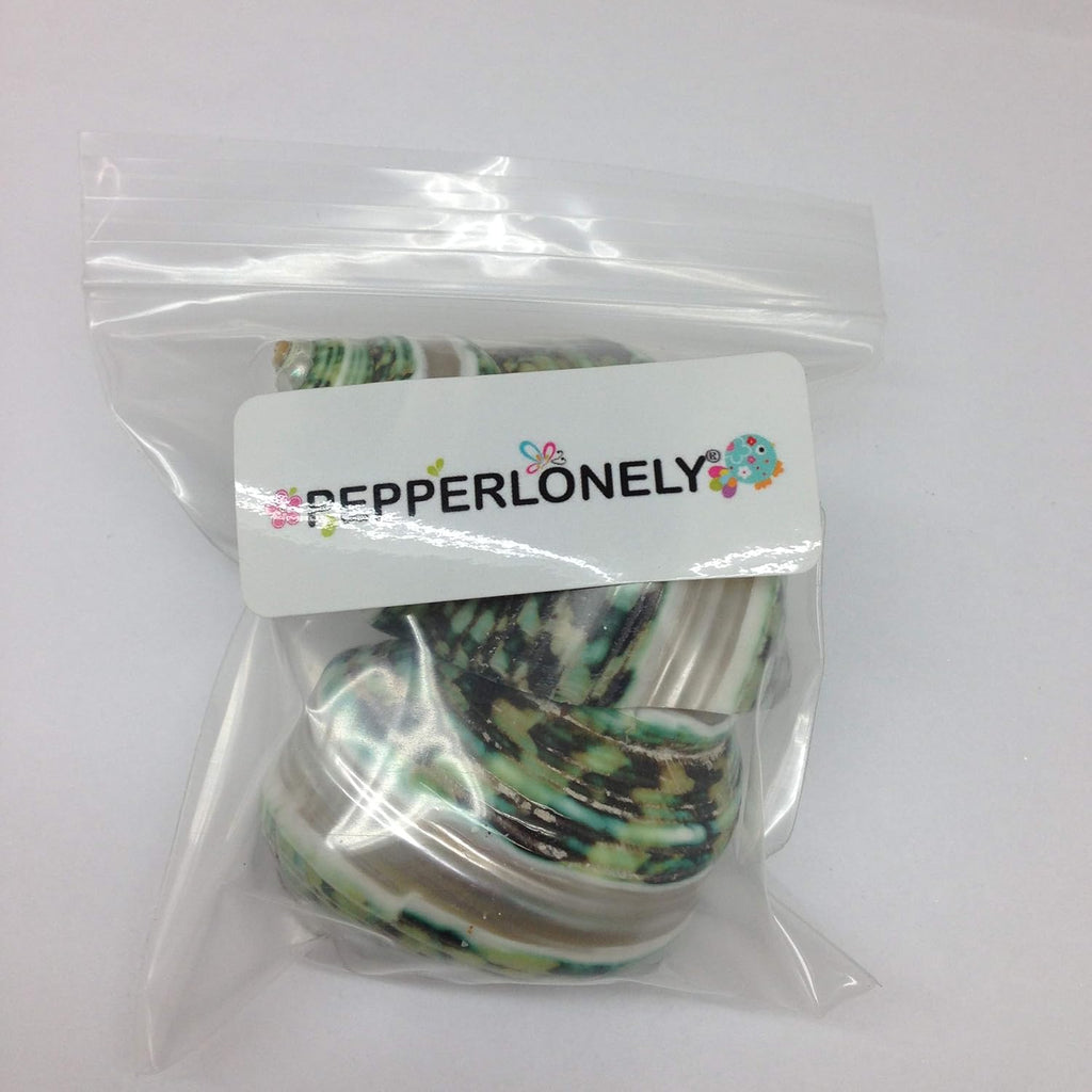 PEPPERLONELY 2 PC Natural Large Hermit Crab Shells, Banded Green Turbo, 2 Inch ~ 3 Inch