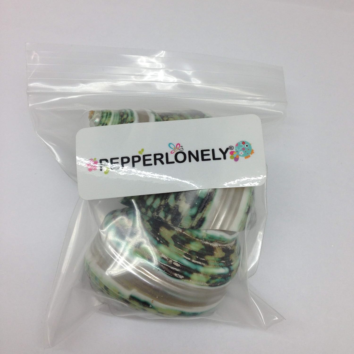 PEPPERLONELY 2 PC Natural Large Hermit Crab Shells, Banded Green Turbo, 2 Inch ~ 3 Inch