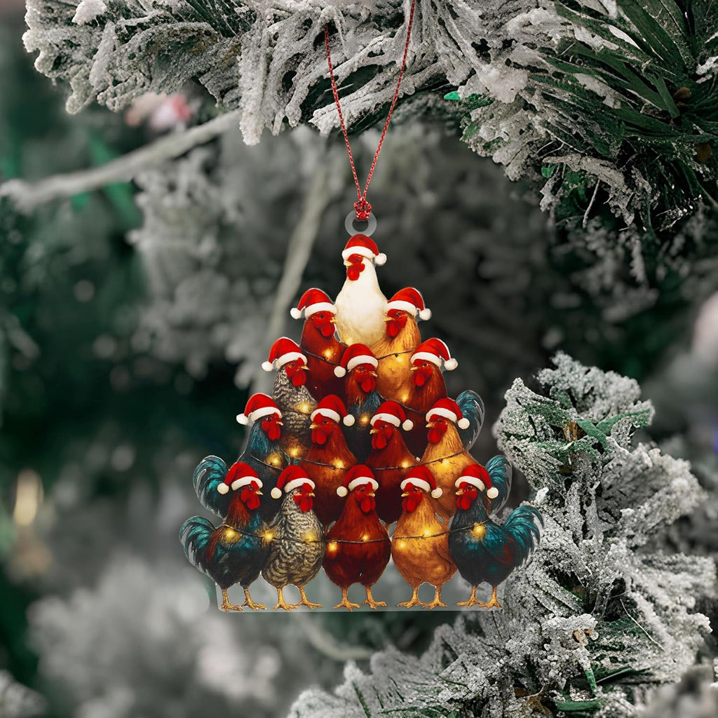 Chicken Ornament, Christmas Ornaments 2025, Chicken Gifts for Women, Rooster Gifts, Funny Farm Animal Ornament for Tree, Rustic Holiday Decoration, Unique Gift Idea for Animal Lovers