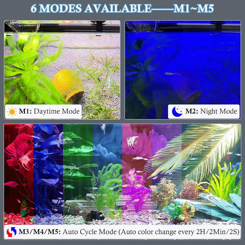 FEDOUR 22.8in Submersible Aquarium LED Light, 24/7 Aquarium Lights with Full Spectrum RGBW LEDs, IP68 Waterproof Fish Tank Light with Dimming, Timming and Color Adjustable