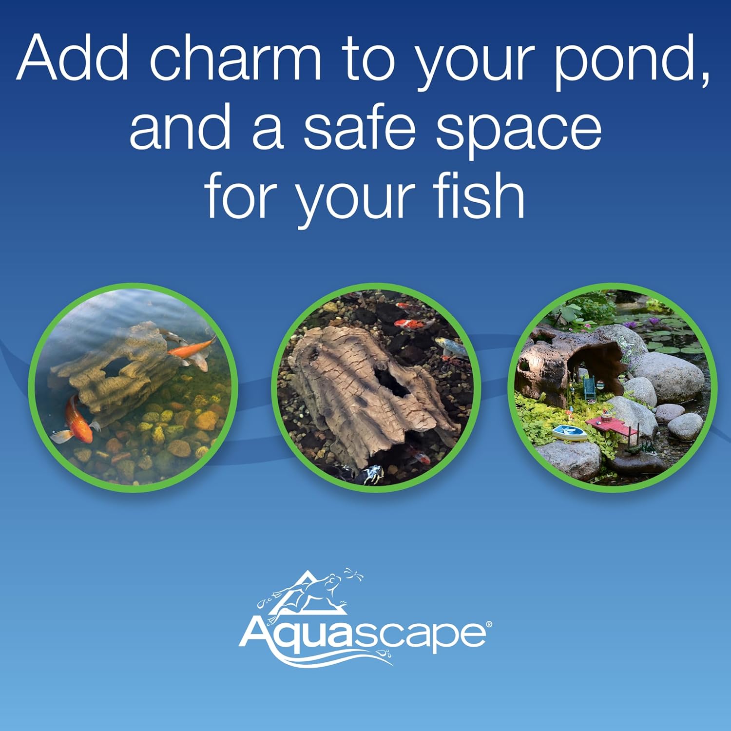 Aquascape Faux Log Fish Cave, Predator Control and Decorative Shelter for Koi and Fish, Ponds, Aquariums, and Terrariums, 78324