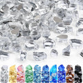 GasSaf 1/2 Inch Fire Glass Reflective Tempered Fireglass Cut Crushed FireGlass for Fire Pit, Fireplace, Replaces Existing Gas Logs & Lava Rocks (10 Pound)(Crystal Ice Reflective)