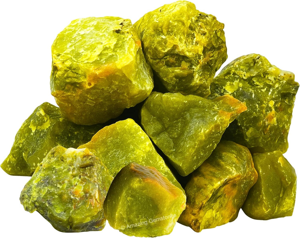 Amazing Gemstone Green Opal Raw Crystals and Healing Stones, Natural Rocks for Tumbling - DIY Raw Stones and Crystals, 2 Pieces