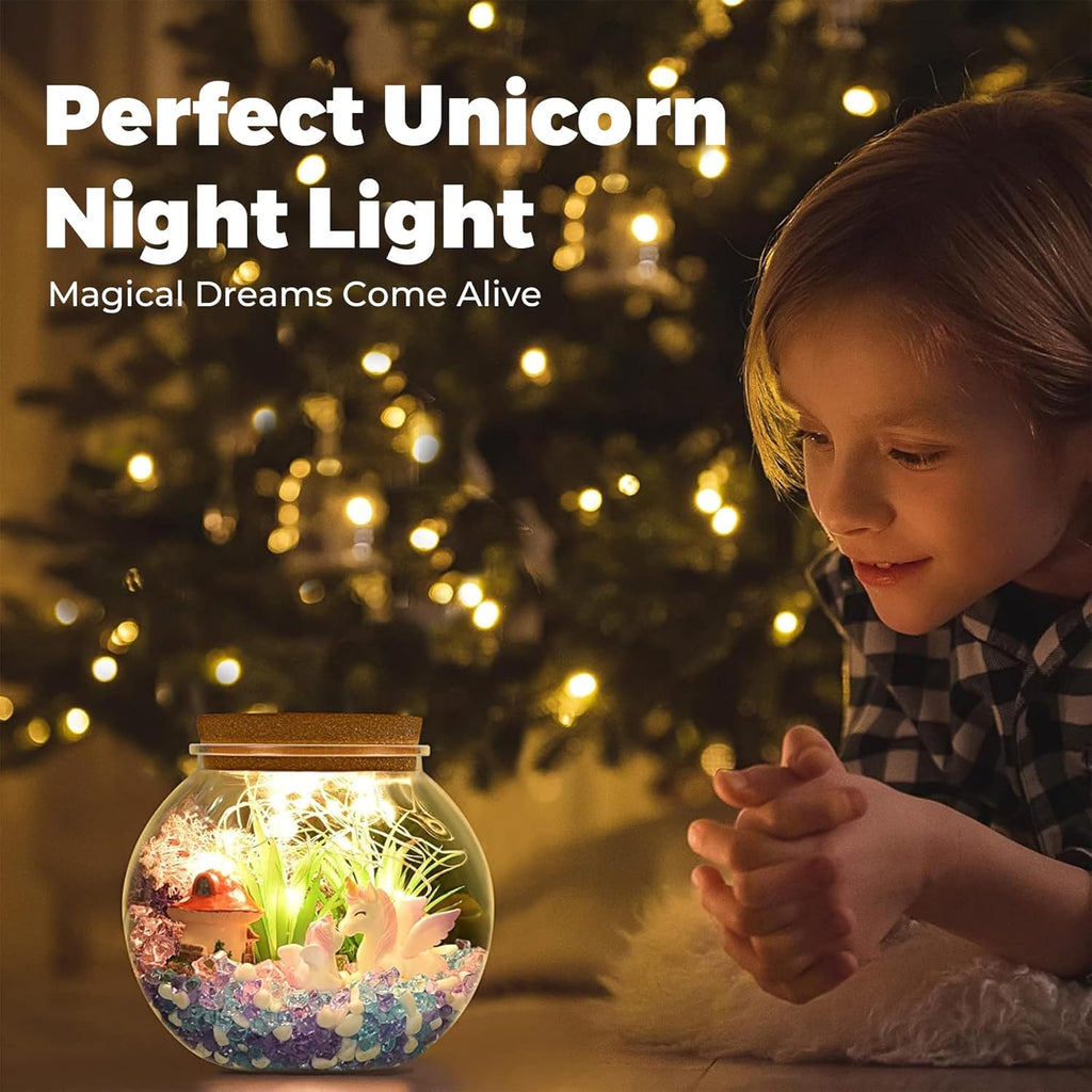 Unicorn Gifts for Girls - Light up Unicorn Terrarium Kit for Kids - DIY Unicorn Arts & Crafts Toy - Birthday Gifts for Kids Age 5 6 7 8-12 Year Old Girl Gift