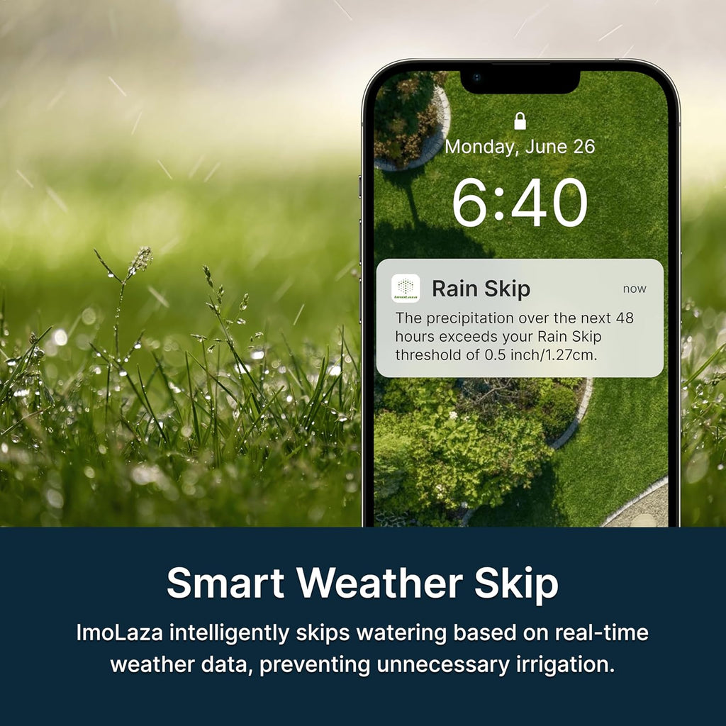 ImoLaza 4-Zone Indoor Smart WiFi Sprinkler System Controller, Easy Install Irrigation Timer for Lawn & Garden, Water-Saving Automatic Sprinkler Timer/Controller with Mobile App, Compatible with Alexa
