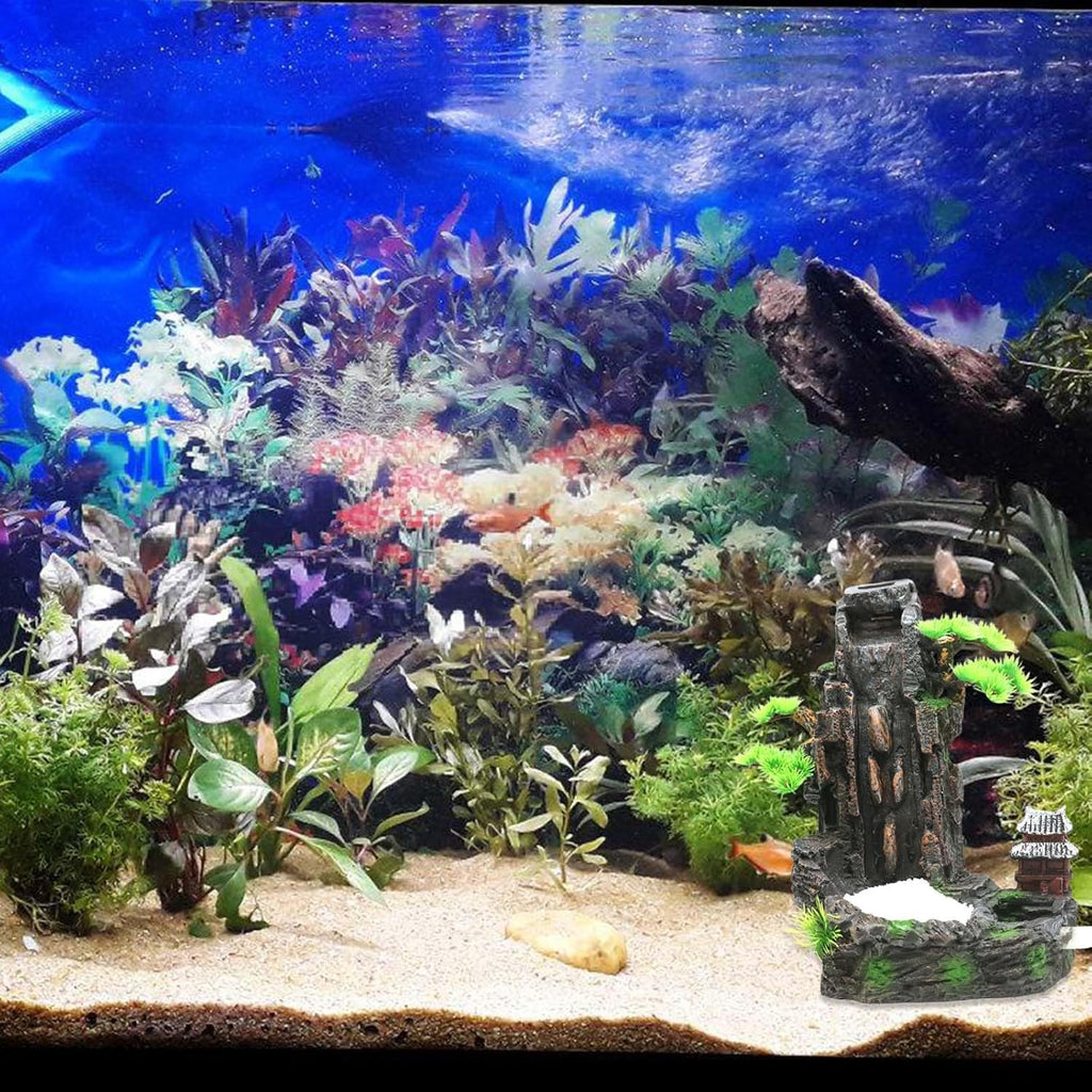 Naturalistic Resin Waterfall Mountain Aquarium Ornament With Flowing Waterfall Effect For Fish Tanks Habitat Decors