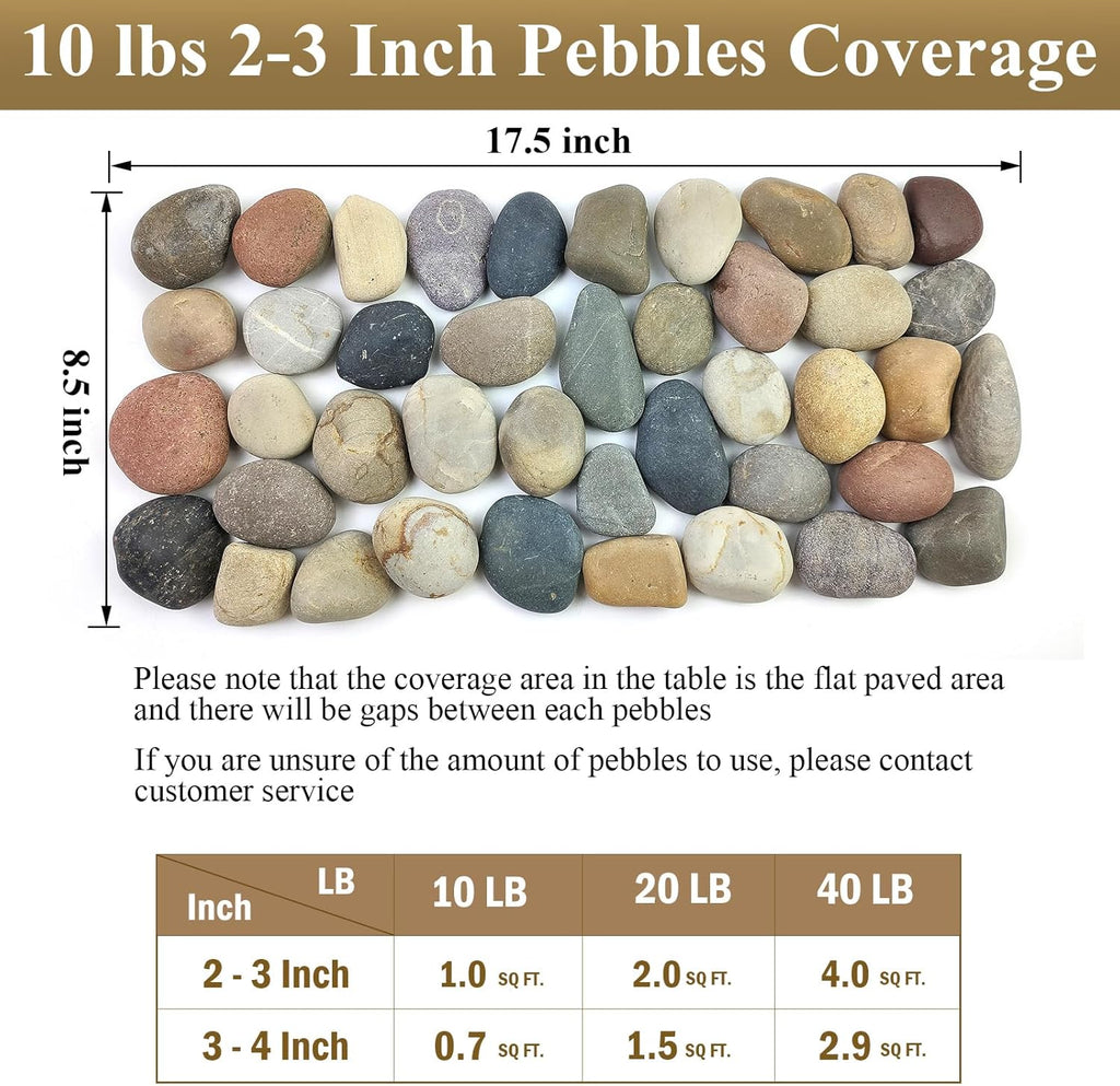 40 lbs Garden Rocks Pebbles, 2-3 Inch Decorative Large River Rocks for Landscaping, Painting, Aquarium, Plants, Crafting, Walkways and Outdoor Decorative Stones