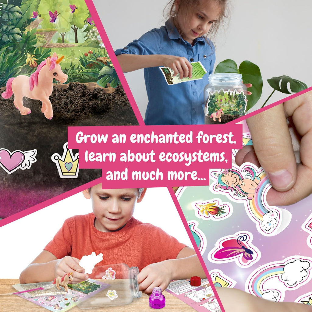 Science4you Unicorn Terrarium Kit for Girls and Boys - Terrarium Starter Kit to Make Your Own Ecosphere, Unicorn Toy + 19 Unicorn Stickers + Pink Sand Included, Game and Gift for Kids 6+ Year olds