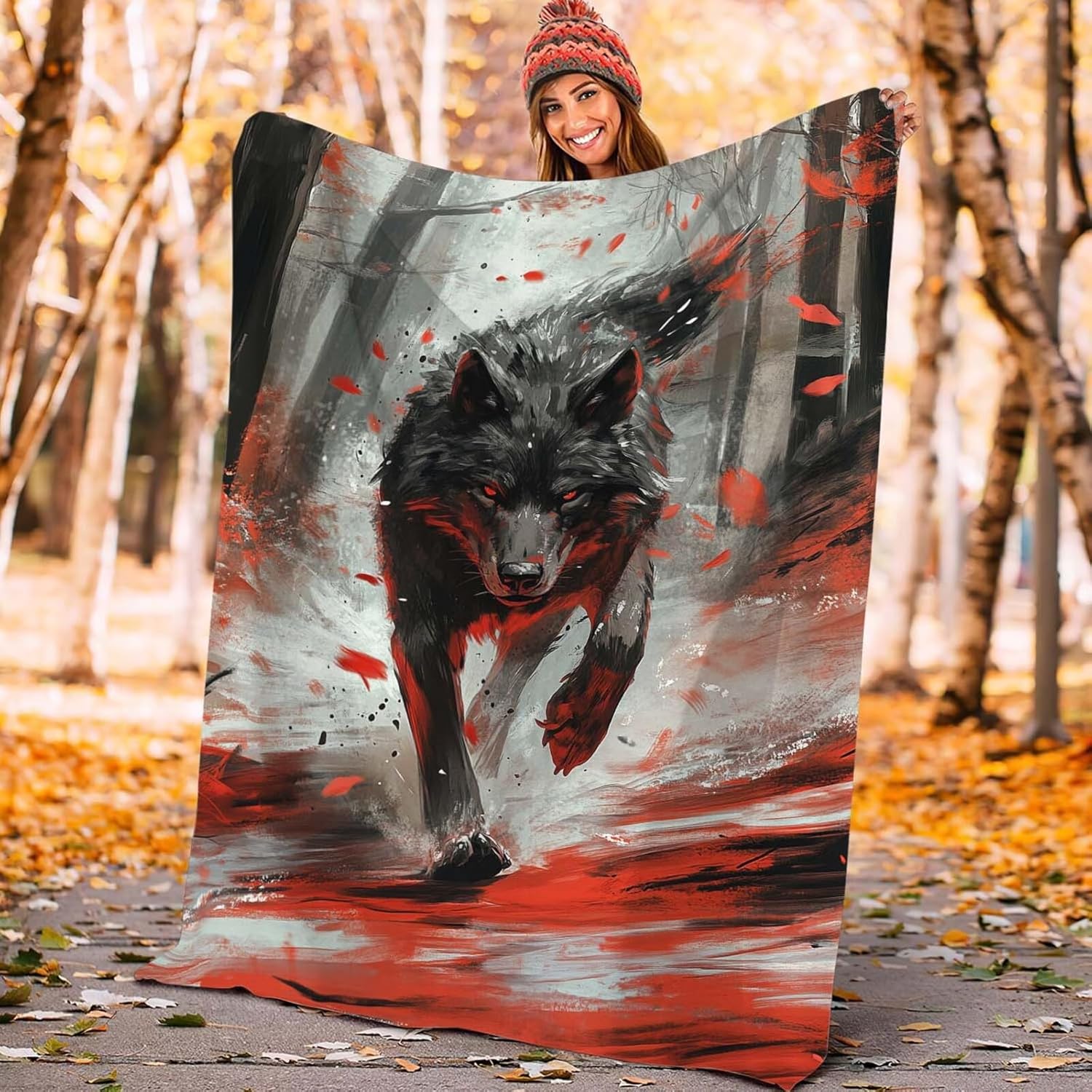 Wolf Throw Blanket Wolf Stuff Gifts for Kids Girls Boys Adults Women Man Soft Cozy Warm Plush Fluffy Fuzzy Fleece Blanket Decor 40''X50''