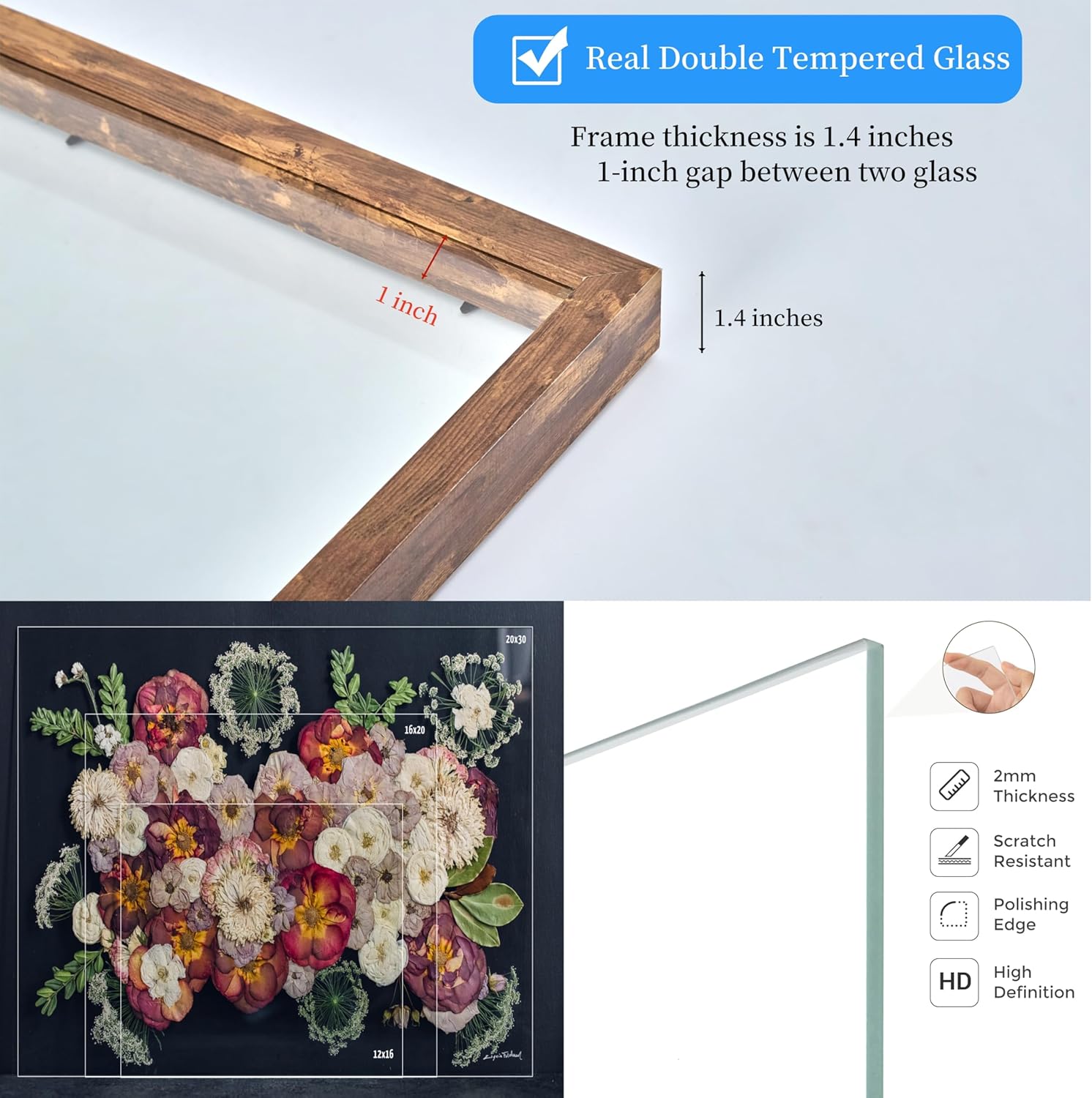 Floating Frame 16x20 Double Glass Shadow Box Frames 12x18 Floating Picture Frames 16x20 Shadow Box Floater Frame 20x24 Floating Frames For Pressed Flowers