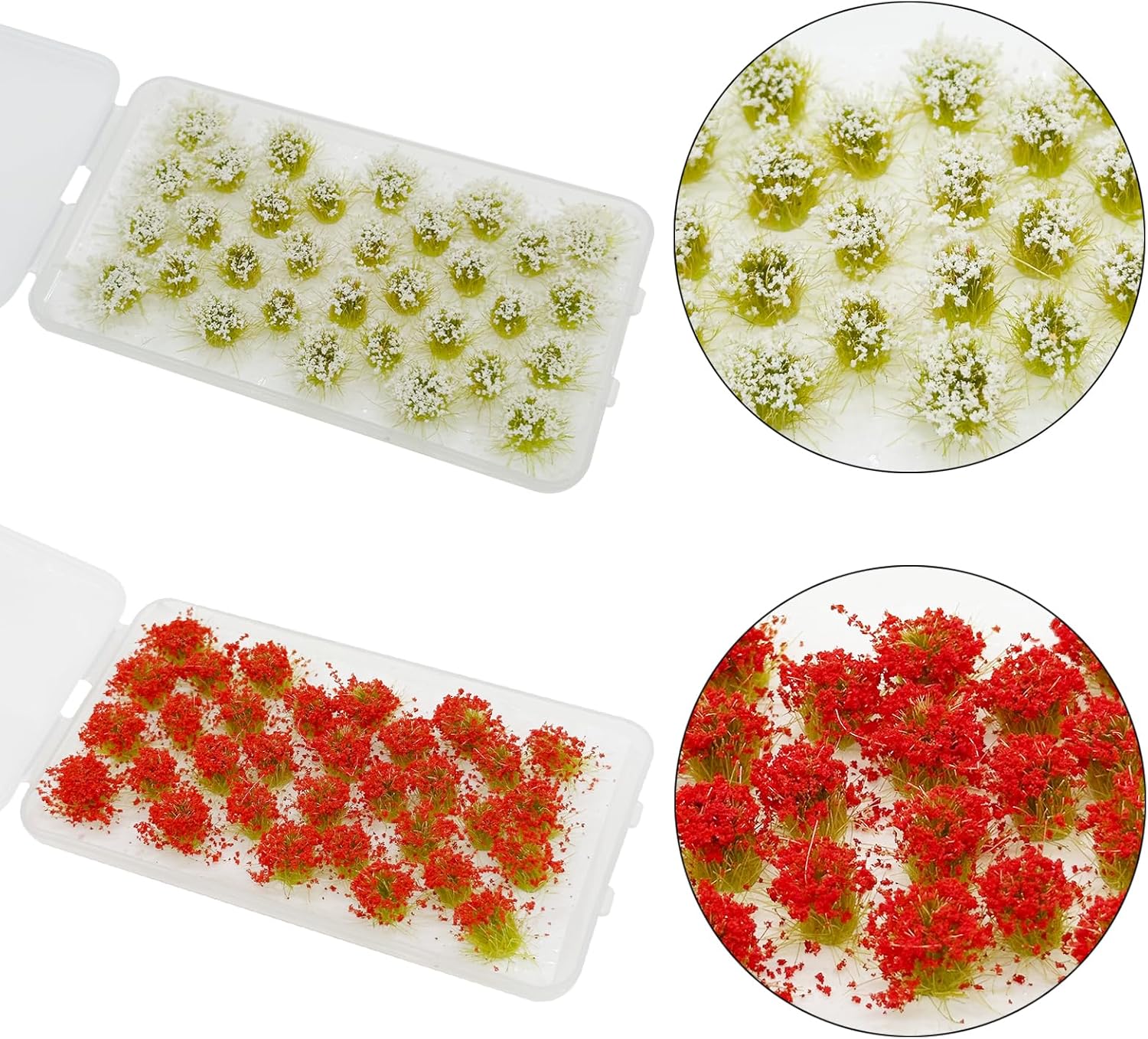 Cayway 128 PCS Static Grass Tuft Flower Cluster Tuft Artificial Model Grass Tufts DIY Miniature Colorful Flower Cluster for Terrain Railway Scenery Table Landscape