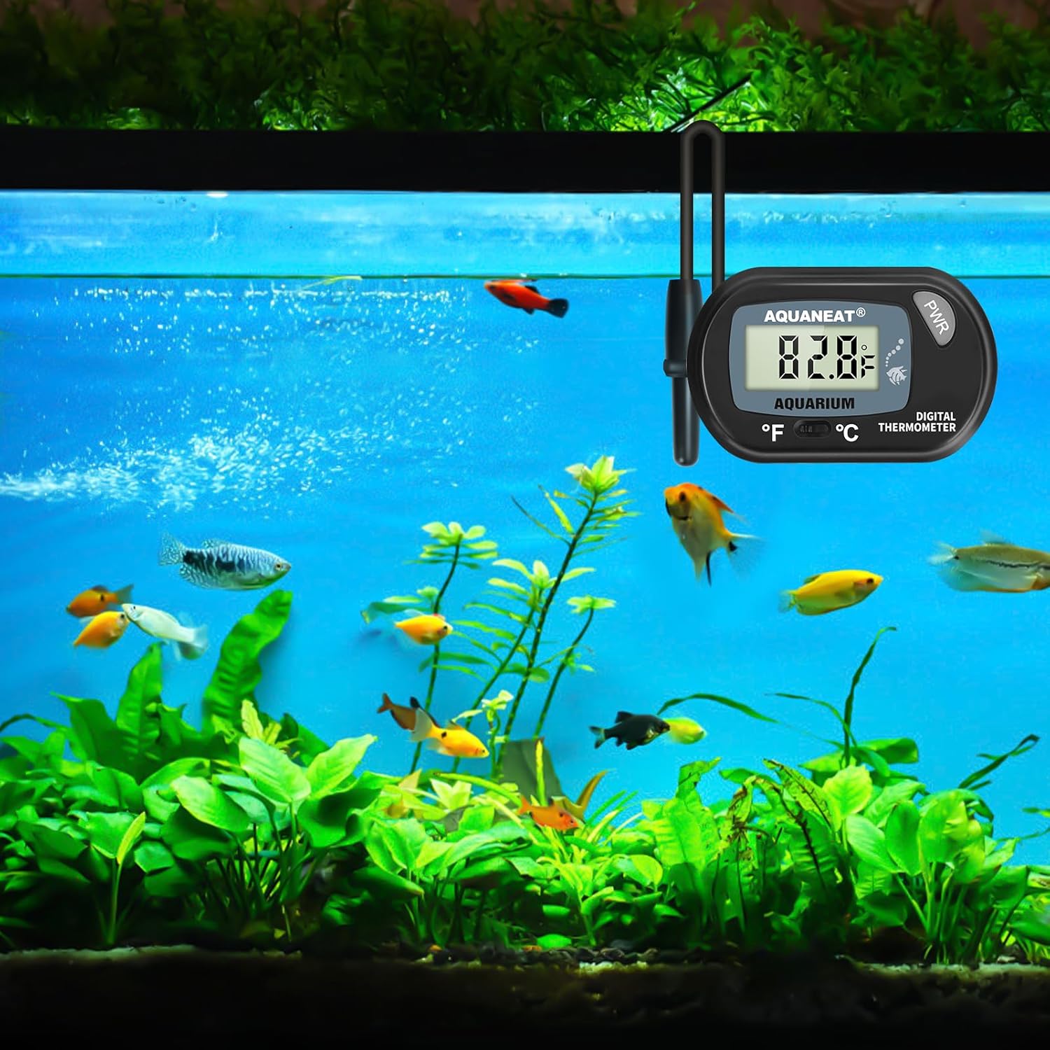 AQUANEAT Aquarium Thermometer, Fish Tank Thermometer, Digital Temperature Test, with Large LCD Display (3 Packs)
