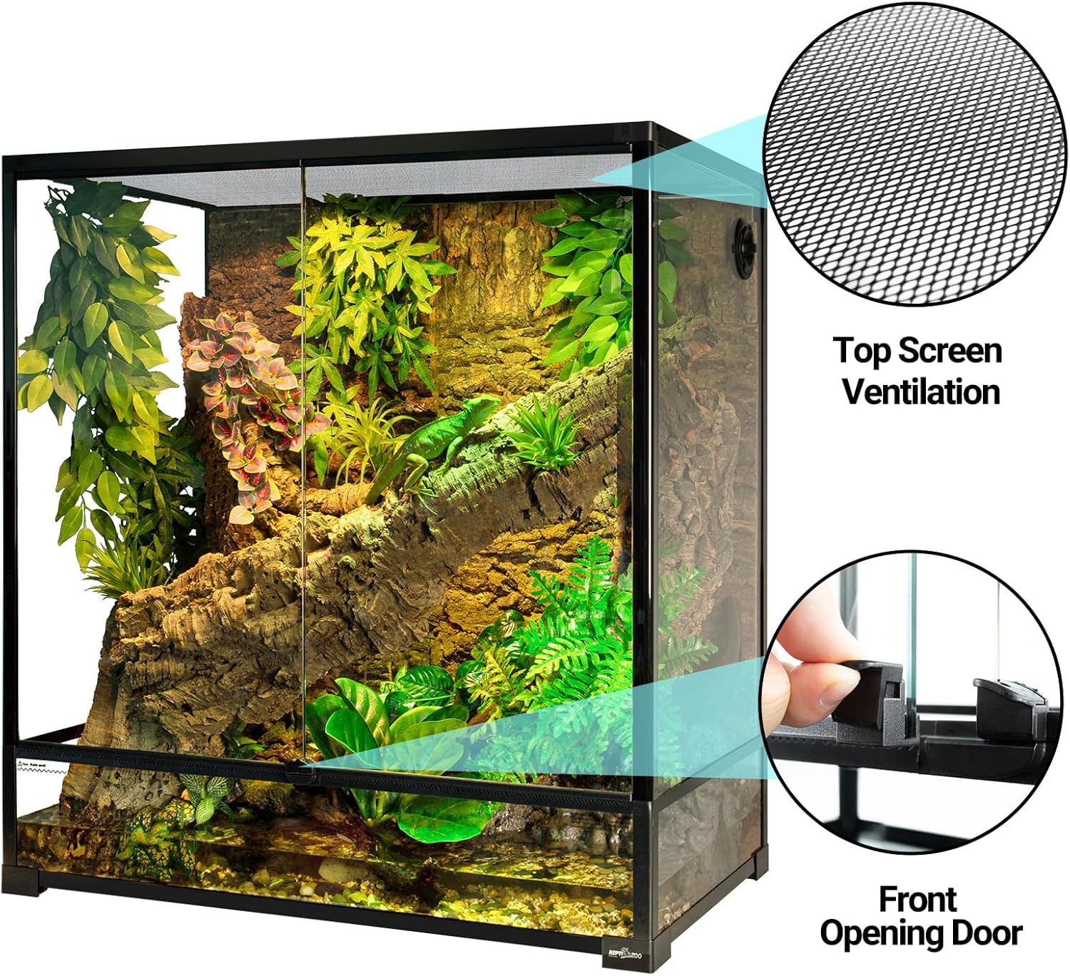 REPTI ZOO Large Tall Glass Reptile Tank 36"x18"x36", 100 Gallon Vertical Reptile Terrarium with Mesh for Chameleon Arboreal Lizard Frog, Paludarium Vivarium Tank