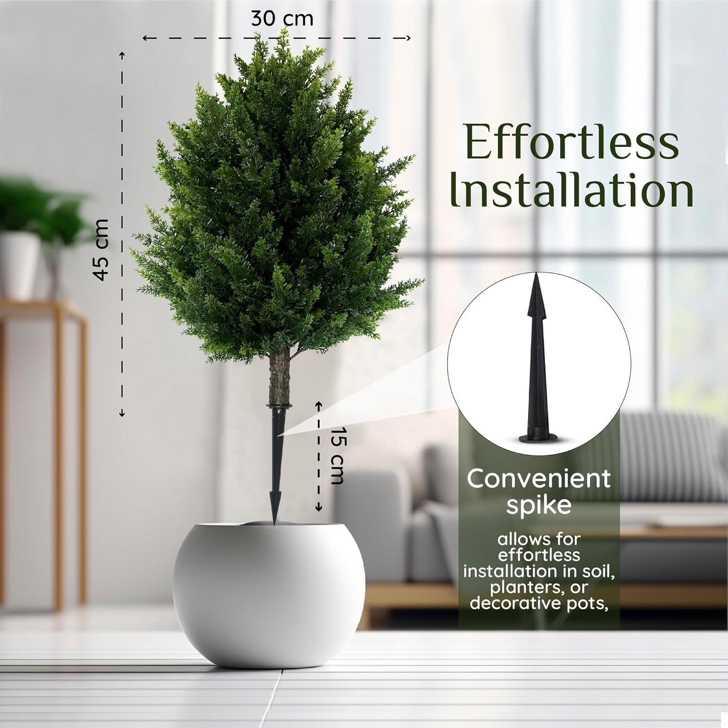 Artificial Cypress Topiary Tree, Indoor Outdoor UV-Resistant Plant Decor, 16.5 Inch Height, Lifelike (2)